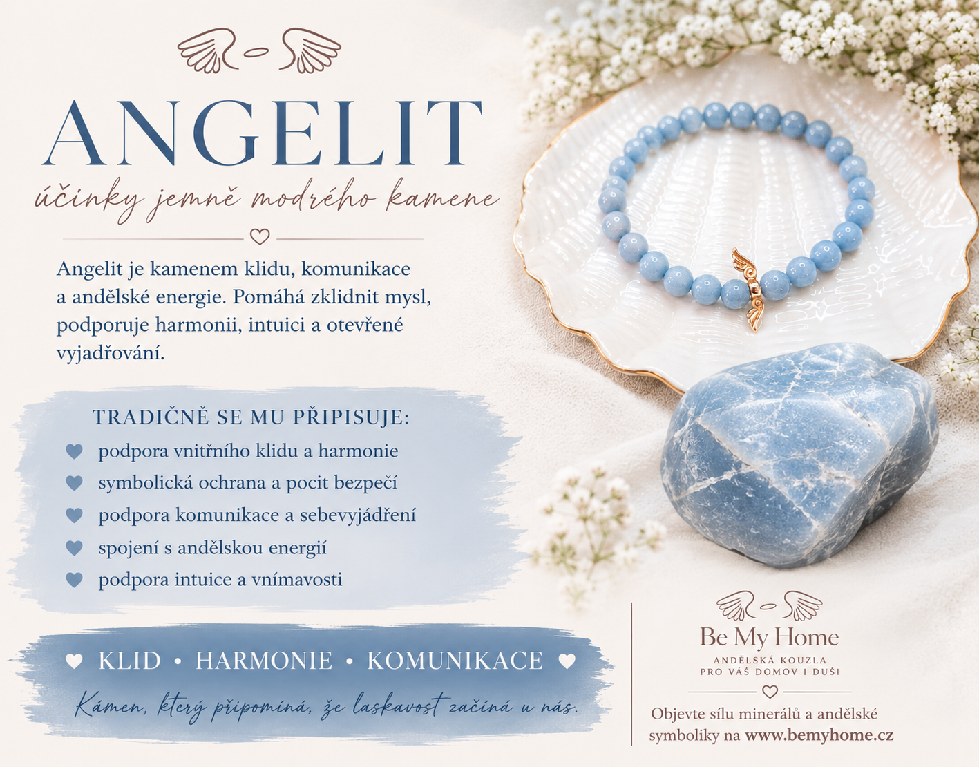 Angelit – význam, účinky, vlastnosti a péče