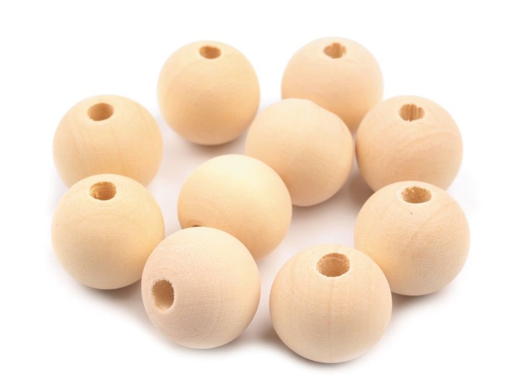 Dřevěné korálky - nelakované - Ø14 mm  - balení 20 kusů