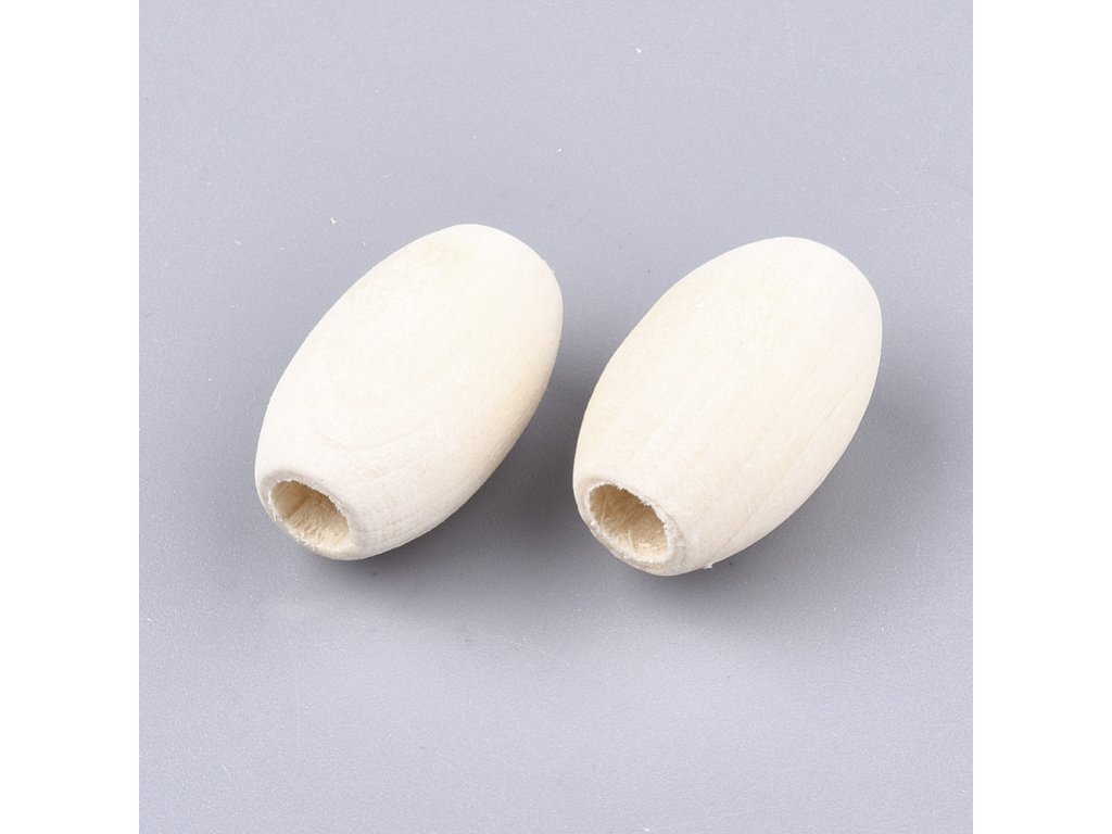 Dřevěné korálky oliva - nelakované - 20x12 mm - balení 10 kusů