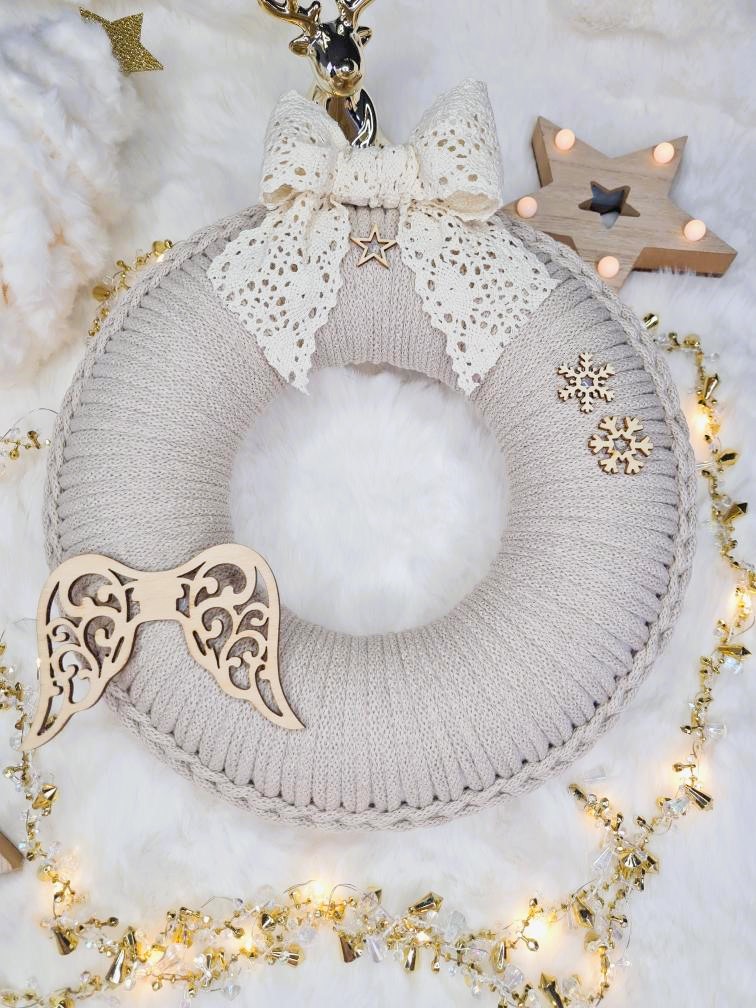 Věnec macramé Beige s andělskými křídly č.2