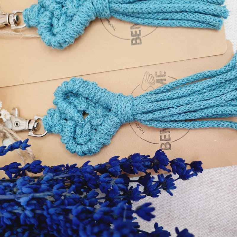 Klíčenka macramé SRDCE malé Teal