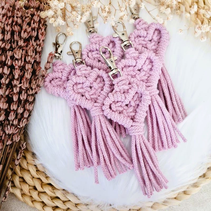 Klíčenka macramé SRDCE malé Dusty Pink