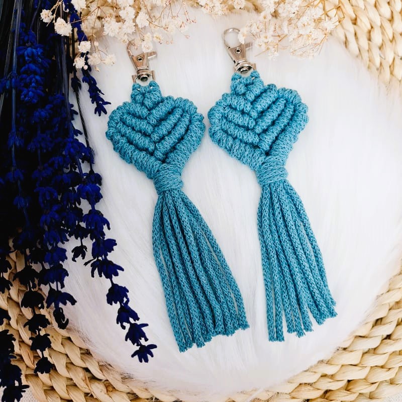 Klíčenka macramé SRDCE velké Teal