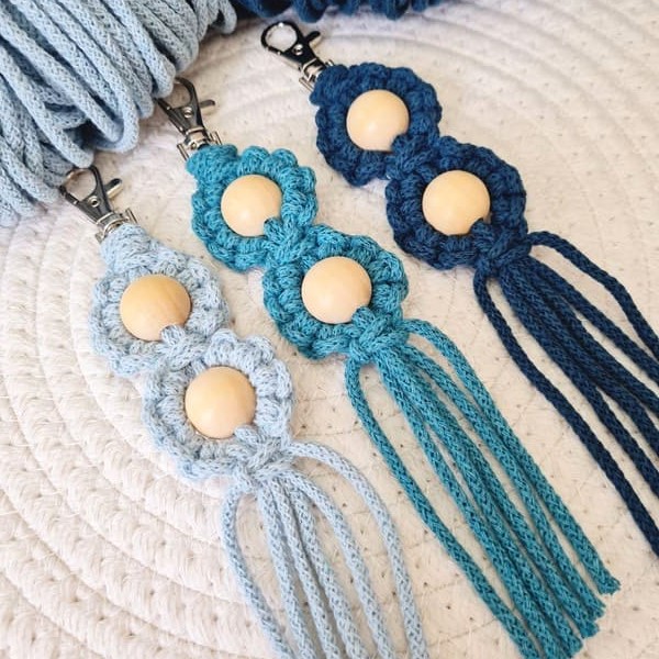 Klíčenka BLUE FLOWERS - karabinka nikl