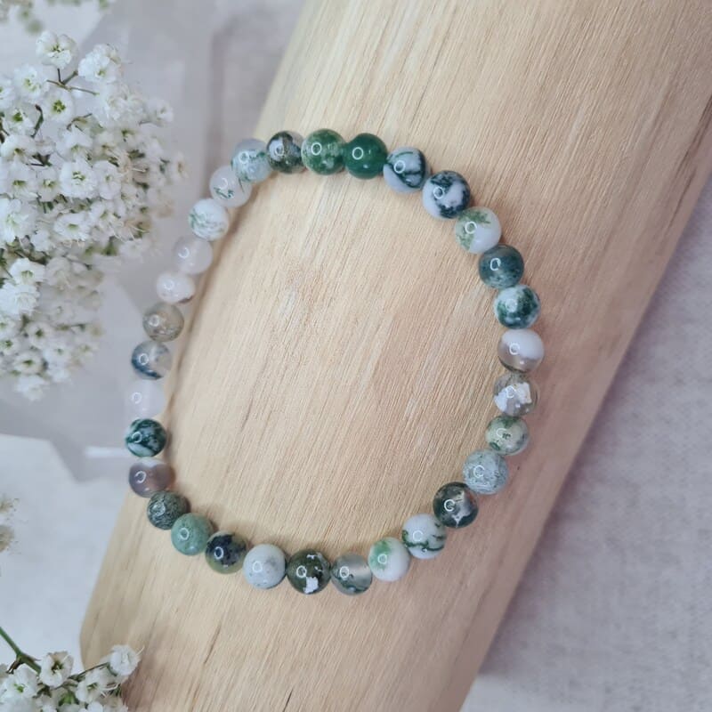 Achát stromečkový náramek 6 mm (ochrana, rovnováha, vztah k sobě samému, příroda)