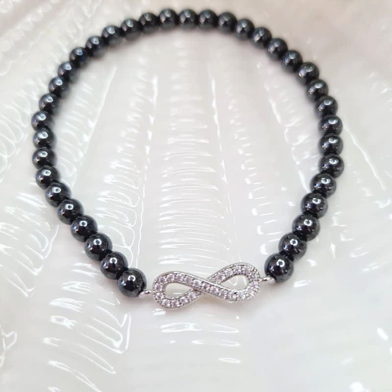 Hematitový náramek nekonečno 