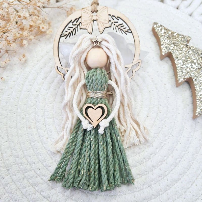 Anděl macramé VÁNOČNÍ ZVONĚNÍ EUCALYPTUS GOLD