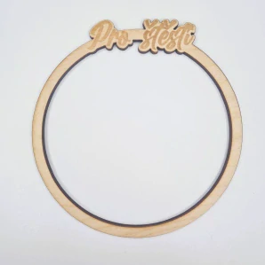 Dřevěný kruh pod macramé andělku - placatý PRO ŠTĚSTÍ - 10 cm