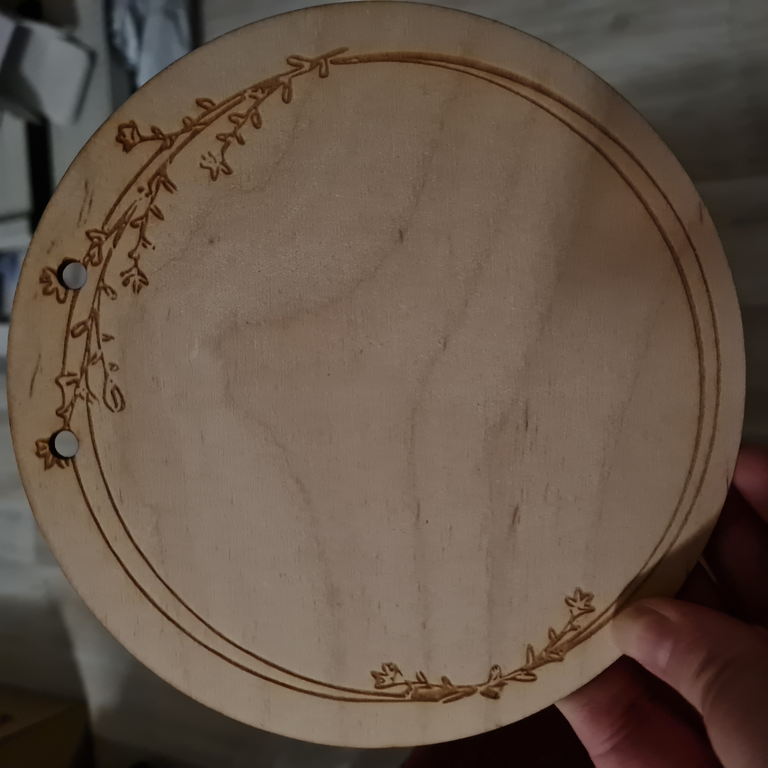 Dřevěné kolečko pod macramé Andělku - 15cm - větvičky v kruhu