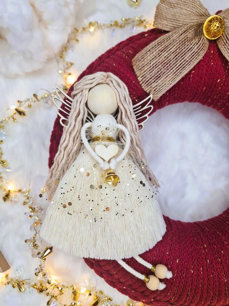 Anděl macramé VÁNOČNÍ SEN ANDĚL NATURELLA GOLD Č.2 - Dárkové balení