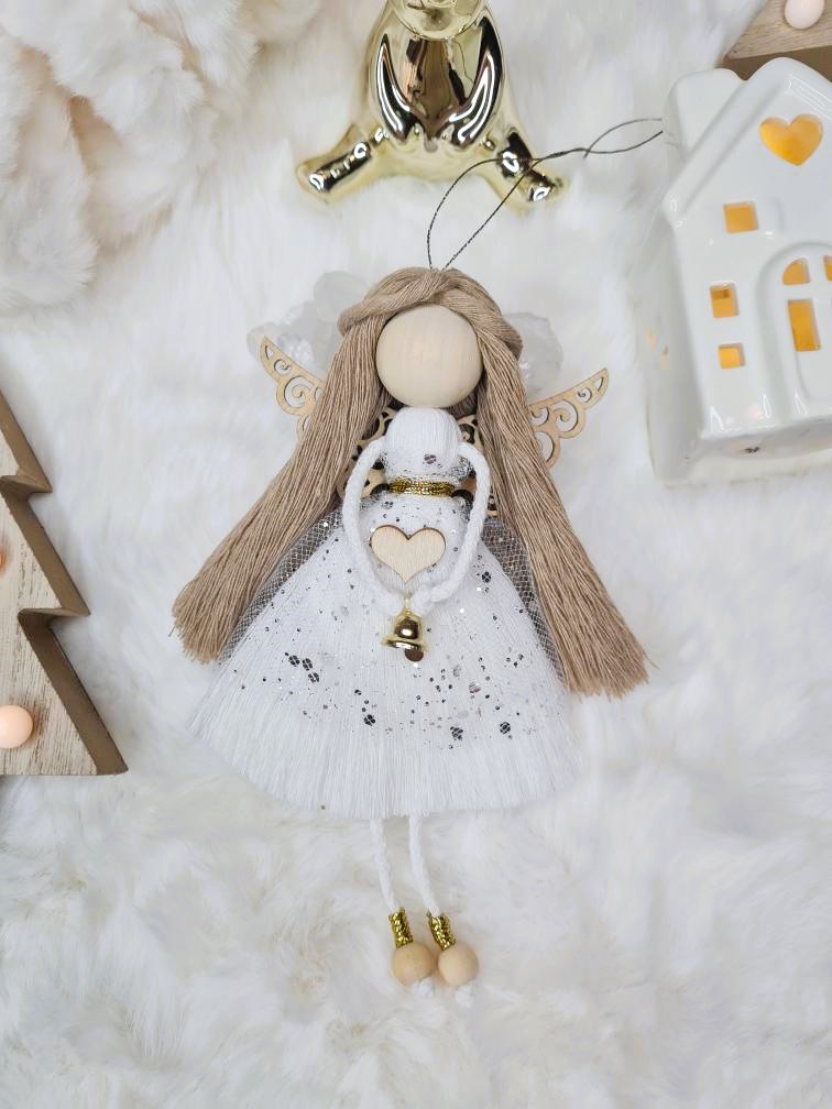 Anděl macramé VÁNOČNÍ SEN ANDĚL WHITE SILVER Č.2