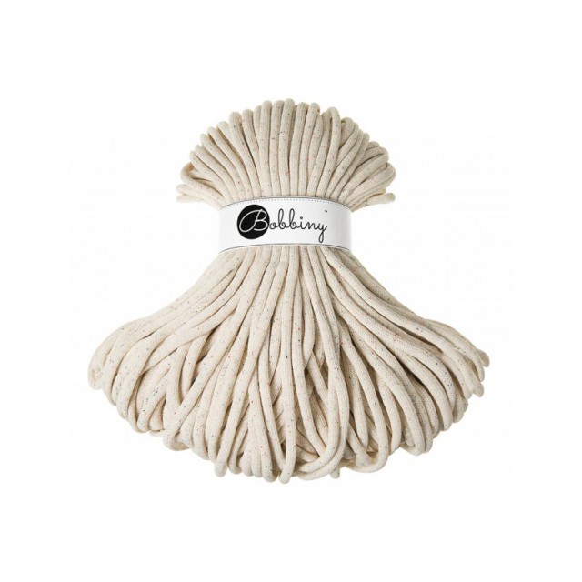 BOBBINY ŠŇŮRY JUMBO NATURAL S BAREVNÝMI NOPKY (RAINBOW DUST)