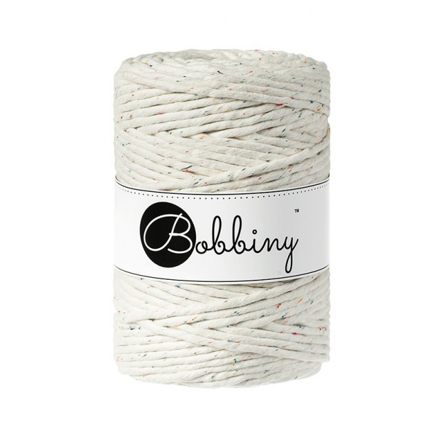 MACRAME XXL NATURAL S BAREVNÝMI NOPKY (RAINBOW DUST)