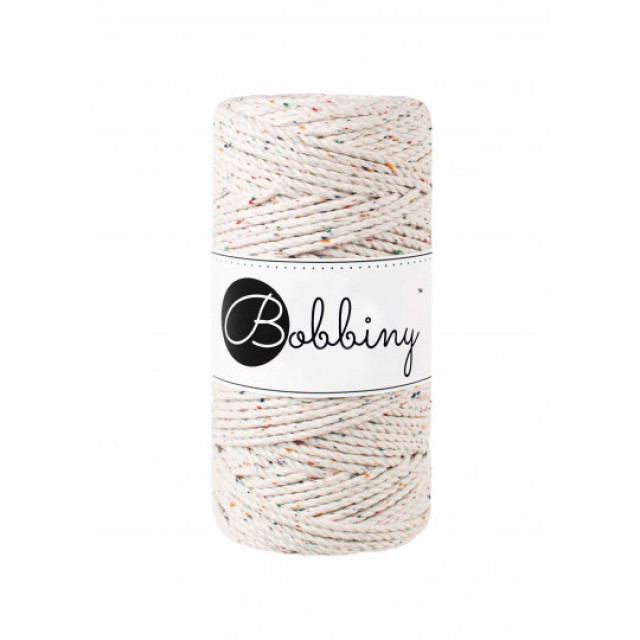 MACRAME 3PLY REGULAR NATURAL S BAREVNÝMI NOPKY