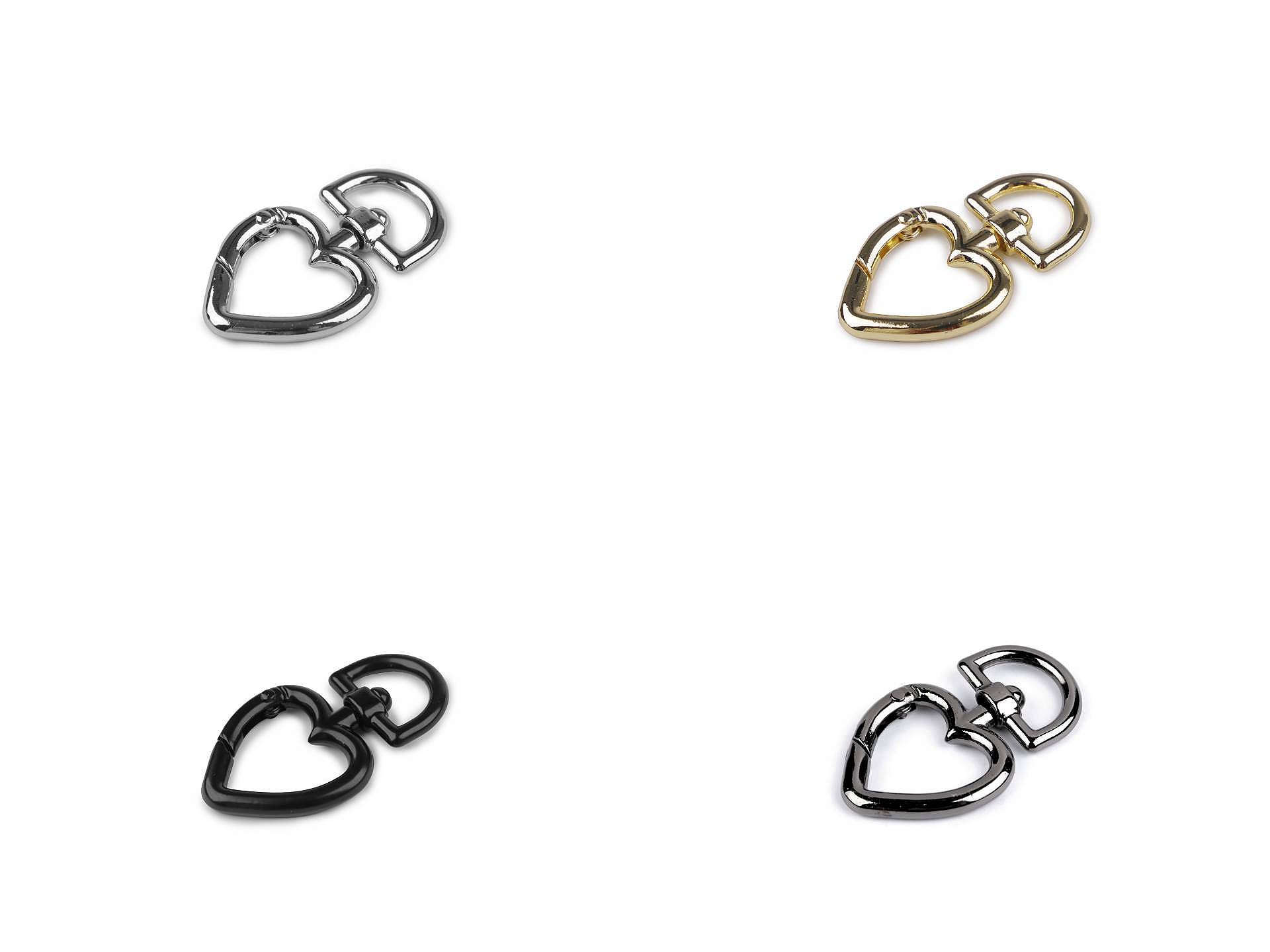 Kovová karabina srdce průvlek 15 mm