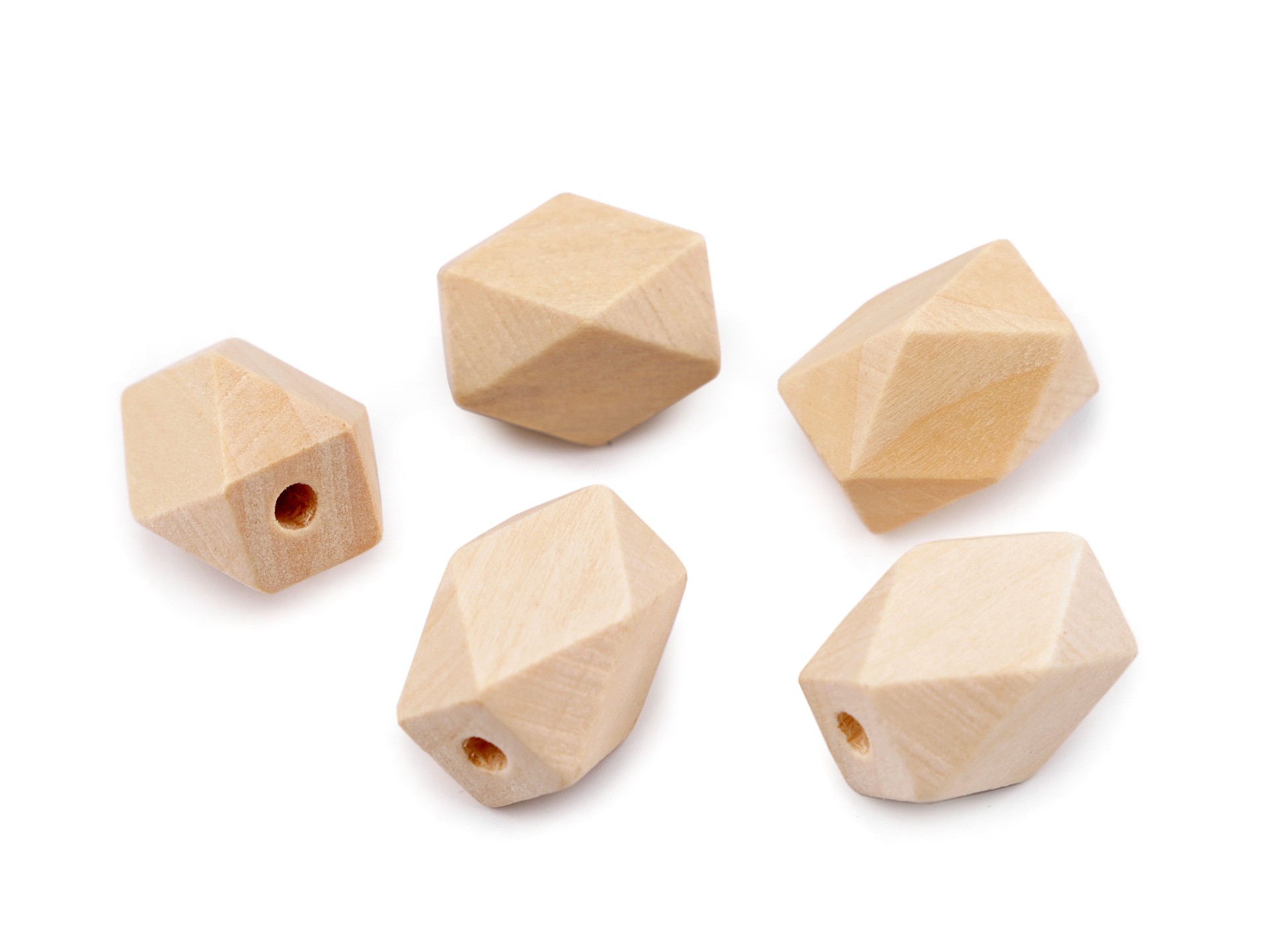 Dřevěné korálky hexa - nelakované - 16x10 mm