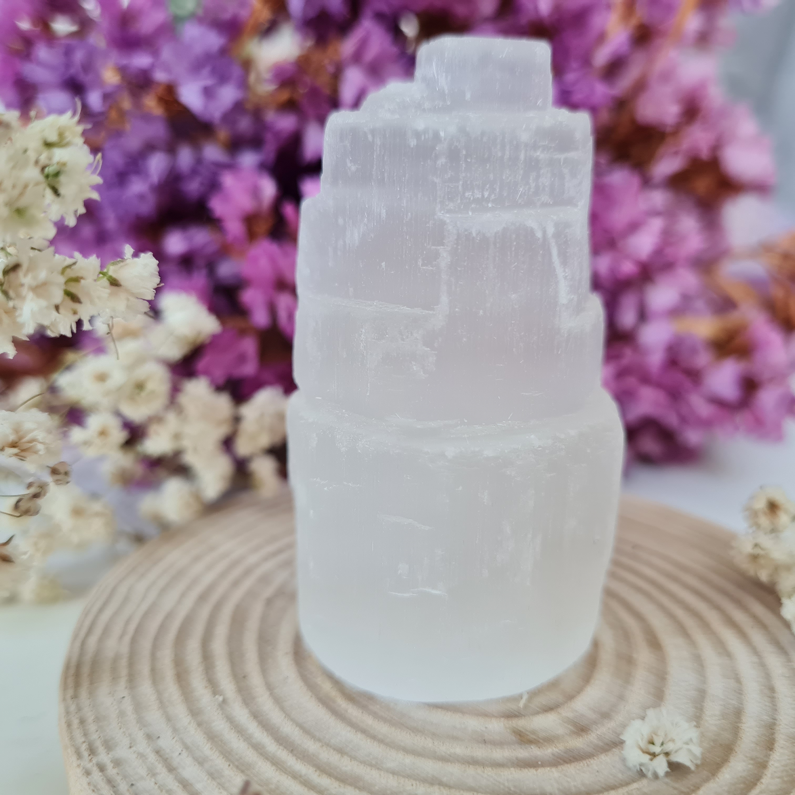 Selenit věžička 15 cm (zklidnění, uvolnění, meditace, jasnozřivost)