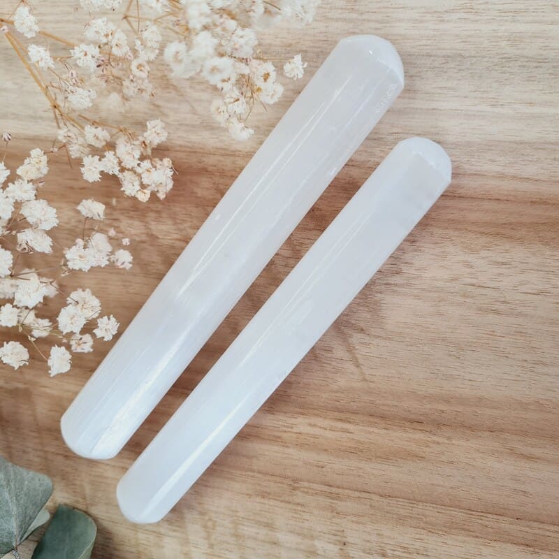 Selenit masážní hůlka (zklidnění, uvolnění, meditace, jasnozřivost)