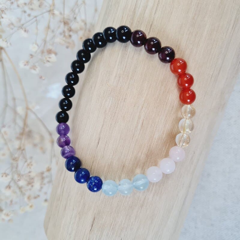 Čakrový náramek 6 mm (základem je onyx-ochrana)