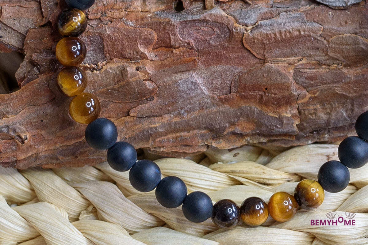 Onyx a tygří oko pánský náramek 6 mm (ochrana, uzemnění, koncentrace, pozitivní myšlenky, odvaha) 