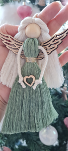 Anděl macramé  HARMONIE s dřevěnými křídly