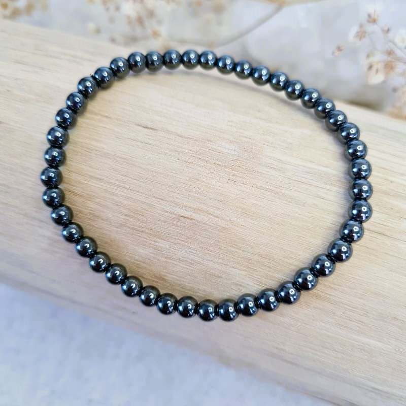 Hematit náramek 4 mm (ochrana, uzemnění, stres) 