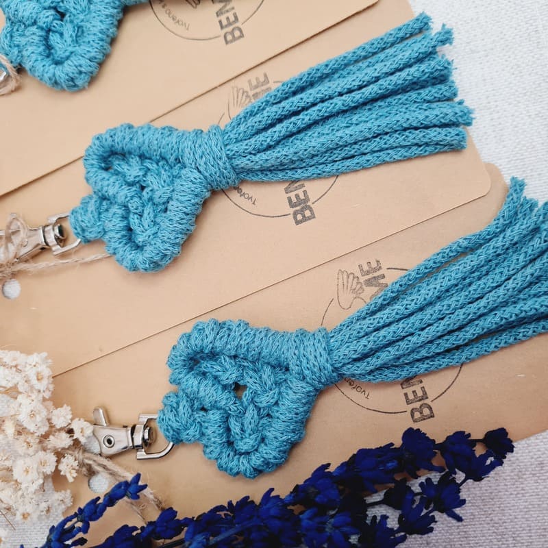 Klíčenka macramé SRDCE malé Teal
