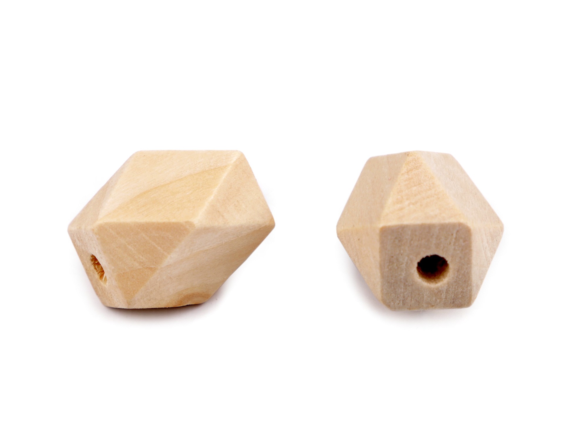 Dřevěné korálky hexa - nelakované - 16x10 mm