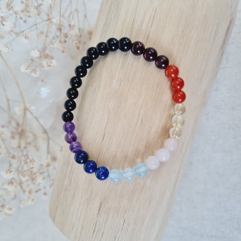 Čakrový náramek 6 mm (základem je onyx-ochrana)