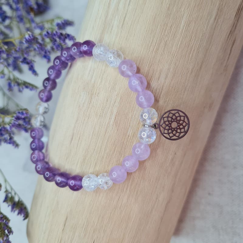 Náramek z minerálů 7. čakra Sahasrara 6 mm (ochrana, intuice, komunikace, harmonie)