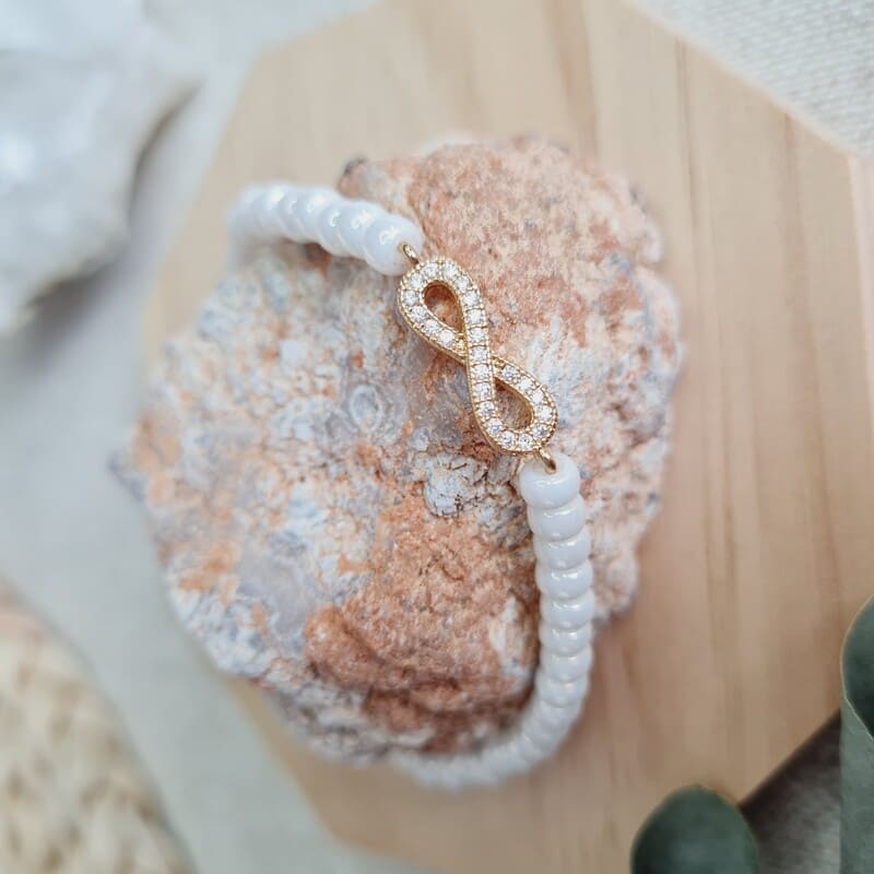 Náramek nekonečno s miyuki korálky č.1