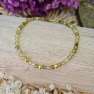 Luxusní jemně broušený Grossular náramek 3 mm se 24K zlatem
