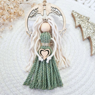 Anděl macramé VÁNOČNÍ ZVONĚNÍ EUCALYPTUS GOLD